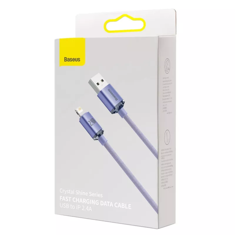 Cable Baseus Crystal Shine USB a Lightning, 2,4A, 2m (lila)