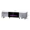 Mueble TV Cama Meble PAFOS EF con chimenea eléctrica 180x42x49 cm, negro mate, 2 puertas, 1400–1600 W