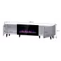 Mueble TV Cama Meble PAFOS EF con chimenea eléctrica 180x42x49 cm, negro mate, 2 puertas, 1400–1600 W