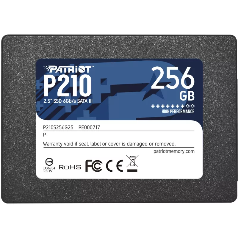 SSD SATA III de 2.5 pulgadas Patriot P210 256 GB — 500 MB/s lectura, 400 MB/s escritura, 7 mm