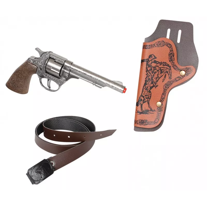 Gonher 201/0 revólver de vaquero de metal para 8 cartuchos con pistolera