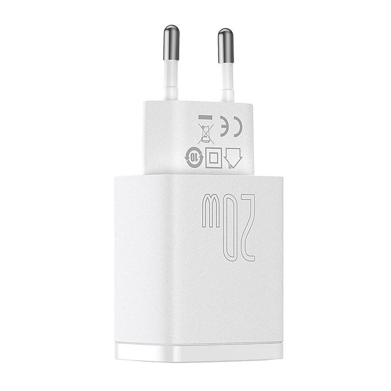 Cargador de pared Baseus Compact 1x USB-A + 1x USB-C 3A, adaptador de viaje compacto