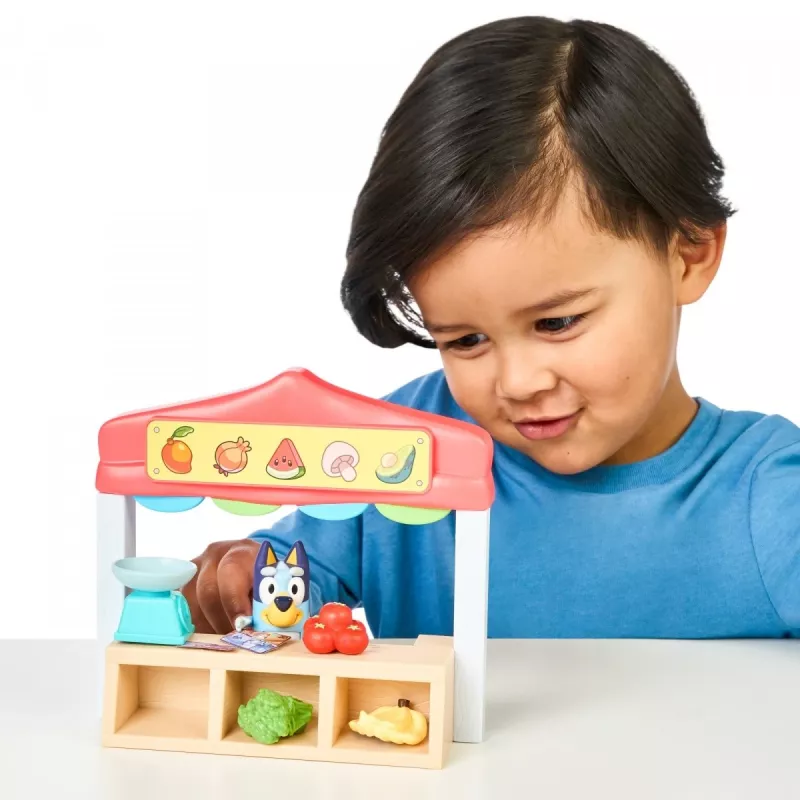 Set de figuras de juguete TMTOYS Mini Bluey tienda de alimentos BLU17555 - set de minifiguras para jugar