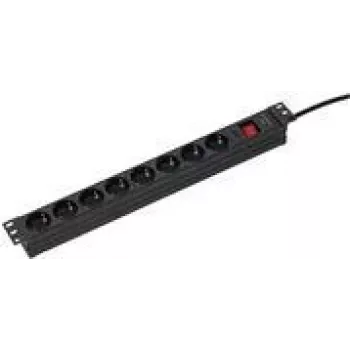 Regleta de enchufes AS Schwabe 18191 para rack de 19 pulgadas, 48,30 cm, negra