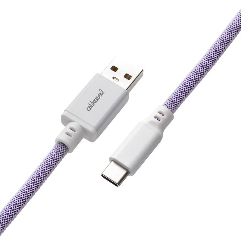 CableMod Classic Coiled CM-CKCA-CW-PW150PW-R cable en espiral para teclado, de USB-C a USB-A, 150 cm, Rum Raisin
