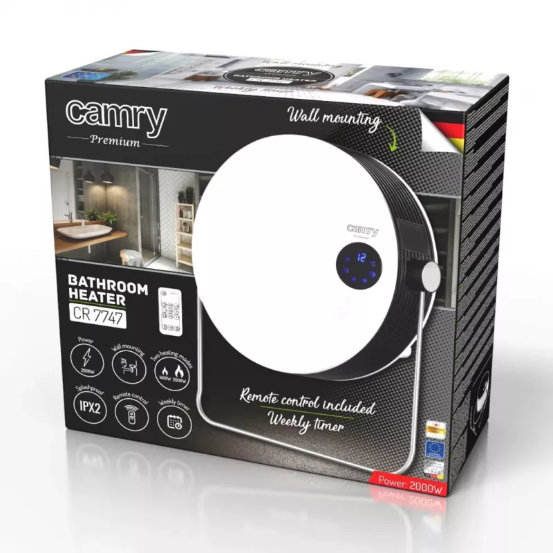 Camry | CR 7747 | radiador de baño | 2000 W | número de niveles de potencia 2 | blanco | IPX 2
