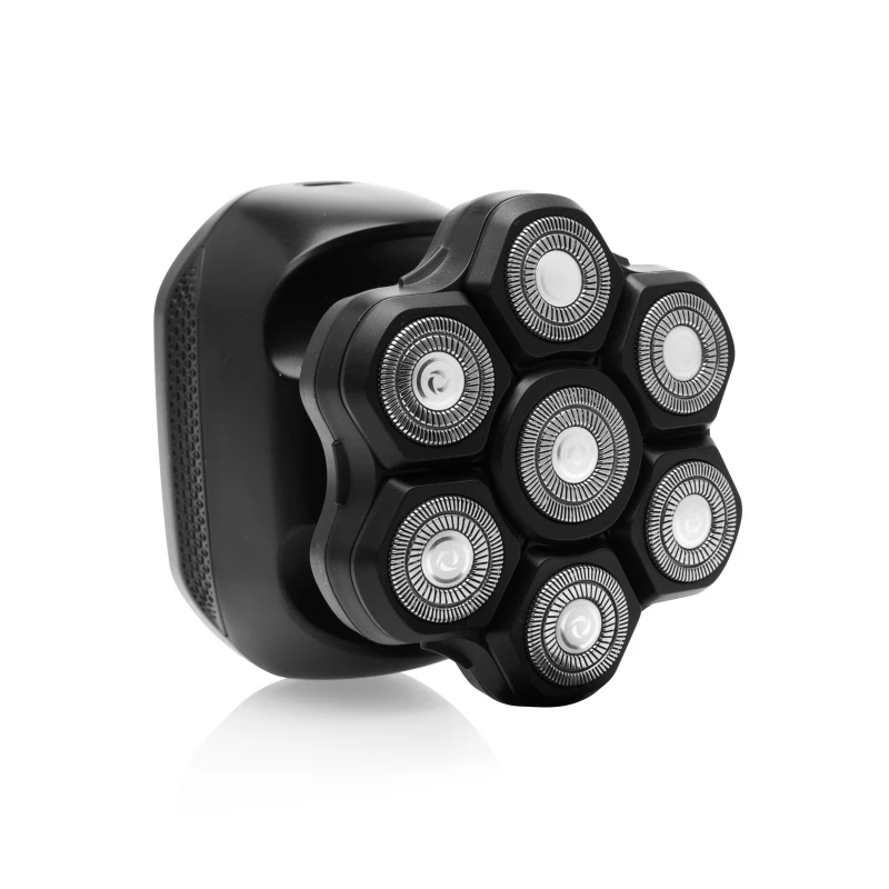 Afeitadora de cabeza ETA Jason 534390000 negra ? afeitadora rotativa de 7 cuchillas, batería de Li-Ion recargable, lavable, 60 min de autonomía
