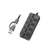 HUB USB 3.2 Gen1, 4x USB-A interruptor encendido/apagado
