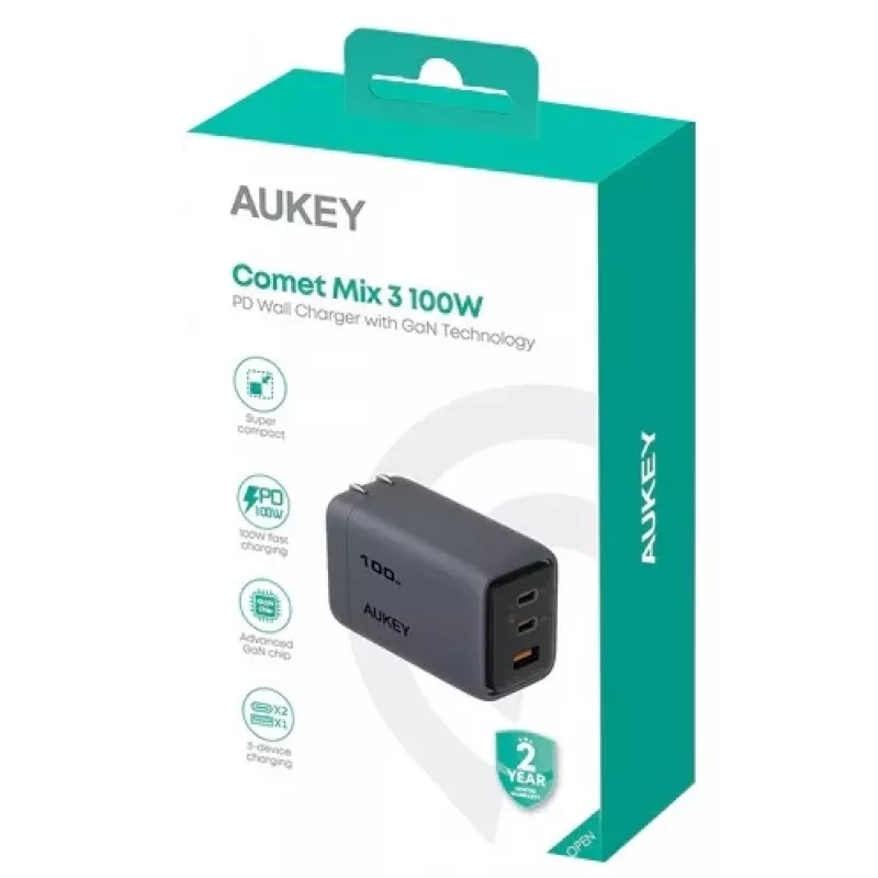 Cargador de pared Comet Mix 3 PA-C5 3xUSB (2xUSB-C y 1xUSB-A) 100W 5A QC5.0 PD3.0 AFC PPS FCP SCP