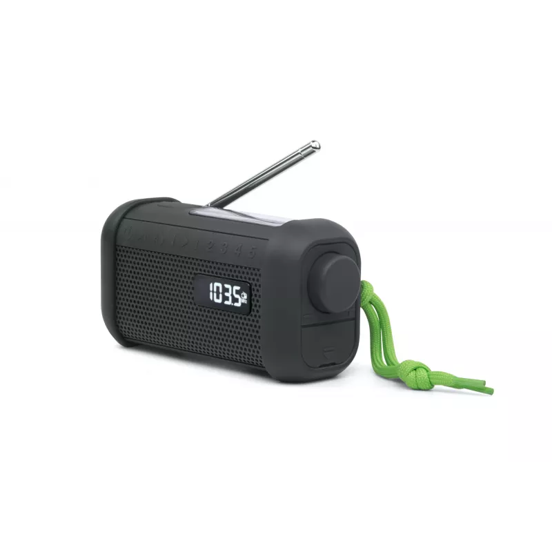 Muse MH-08 MB radio solar portátil con manivela y linterna, negro