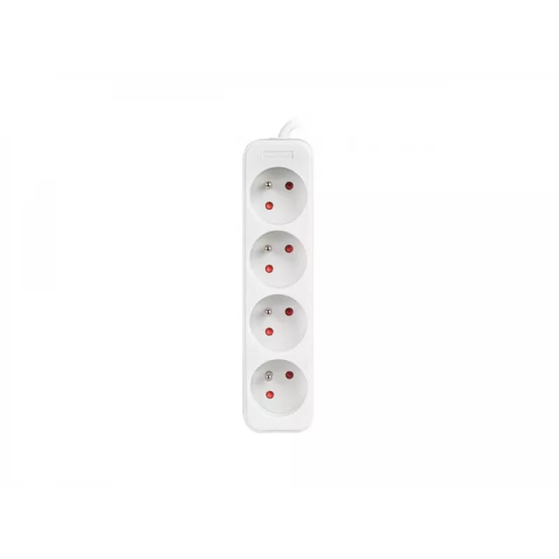 Regleta de enchufes 1,5 m, blanca, 4 enchufes, cable de cobre macizo