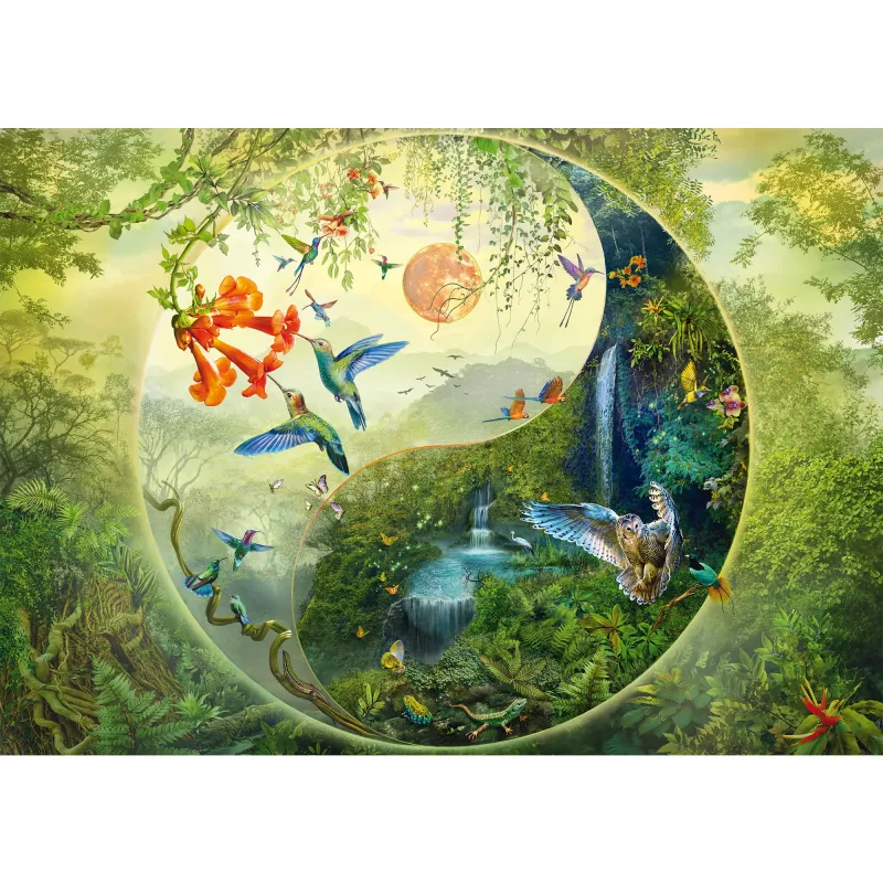 Puzzle 1000 piezas, Schmidt Spiele Silvia Christoph — Yin & Yang en el bosque de los colibríes
