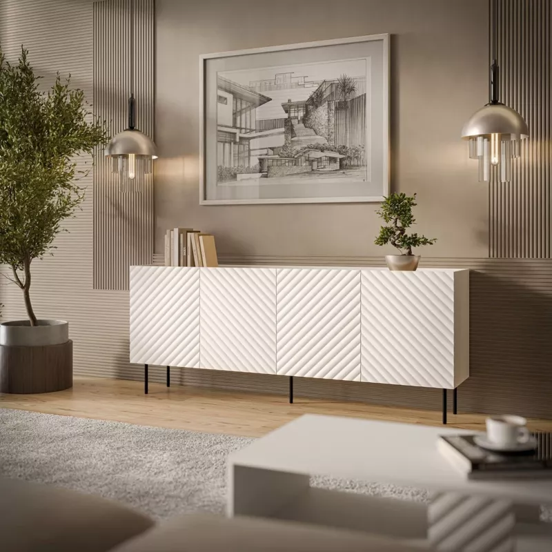 Cama Meble LUCCA 4D cómoda, 200x40x80 cm, blanca