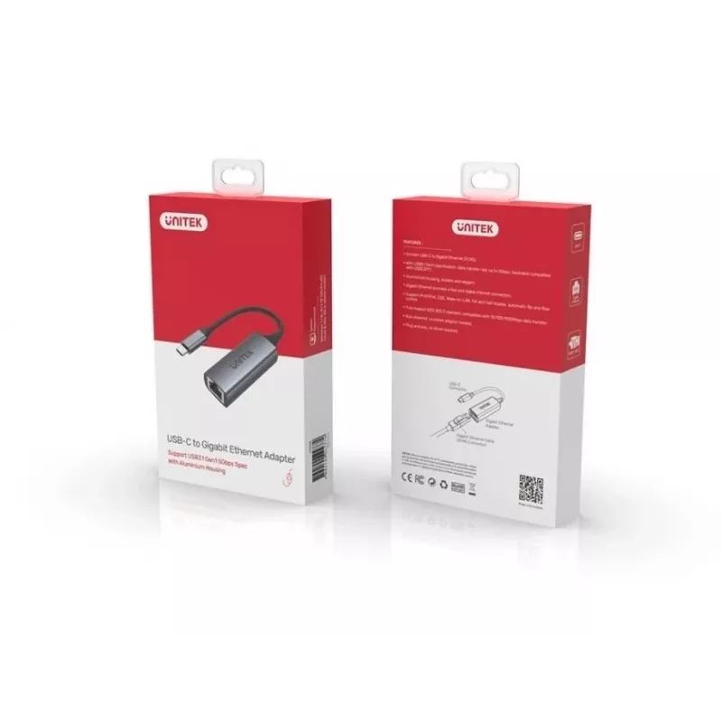 Tarjeta de red Unitek U1312A, IEEE 802.3, gris, cable de 0,5 m