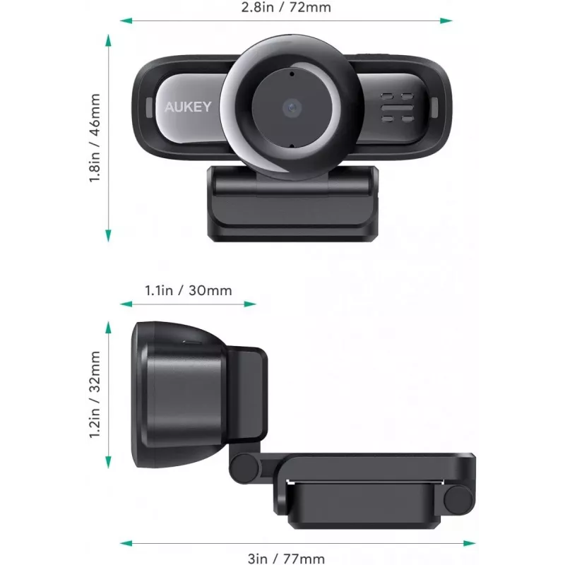 Webcam AUKEY PC-LM3 2 MP 1920 x 1080 píxeles USB 2.0 negro