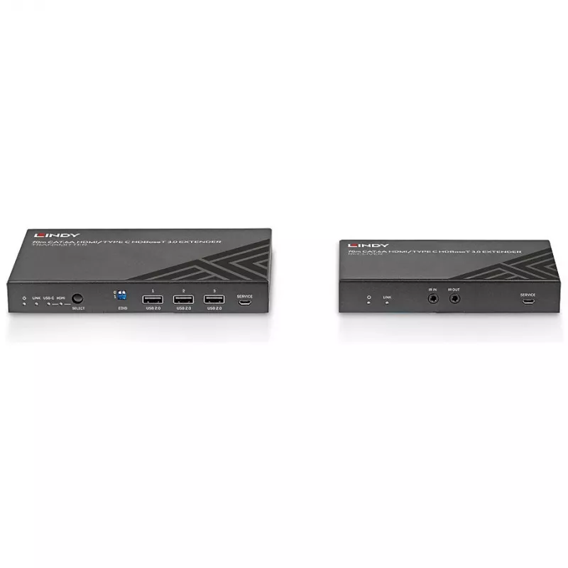 Extensor KVM Lindy 70m Cat.6A HDMI 4K60 y Type C HDBaseT 3.0