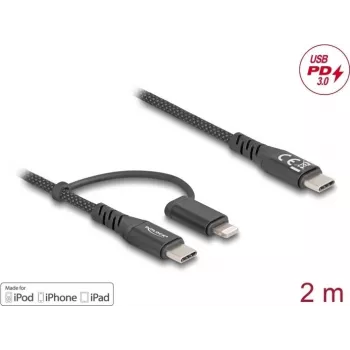 Cable USB DeLOCK 81171 2 m USB C USB C/Lightning negro