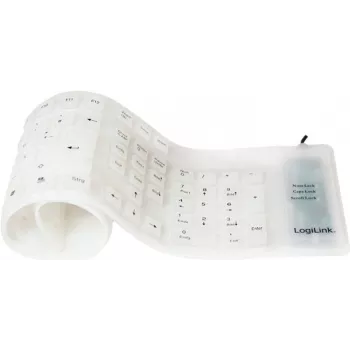 LogiLink Teclado flexible de silicona, con cable, blanco - para el mercado: D / L / A - 1 ud. (ID0018A)