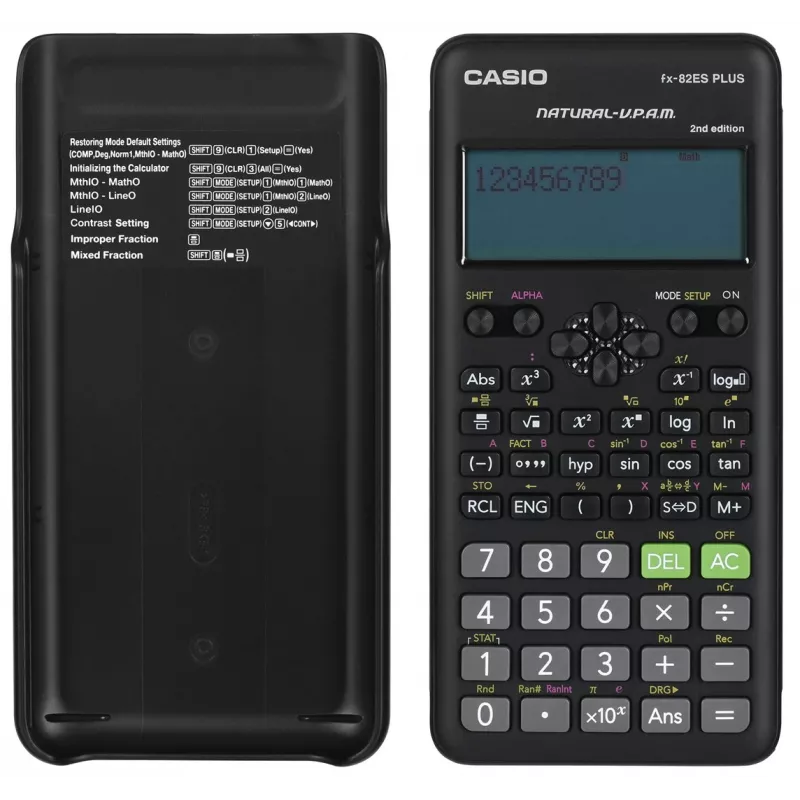 Casio FX-82ES PLUS-2 calculadora científica de bolsillo, 252 funciones, 77 x 162 mm, negra