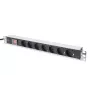 Regleta de enchufes de aluminio Digitus con interruptor. 7 tomas de seguridad. Cable de 2 m