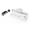 Regleta de enchufes DIGITUS 3 tomas con 2×USB-A y 1×USB-C, 3 tomas de CA tipo E/F, cable de 1,5 m, blanca