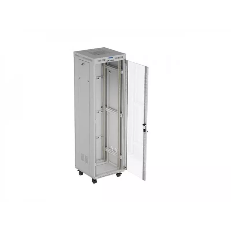 Armario rack de suelo LANBERG 19 pulgadas 42U 600×600 mm gris con puerta de cristal y LCD (flat pack)