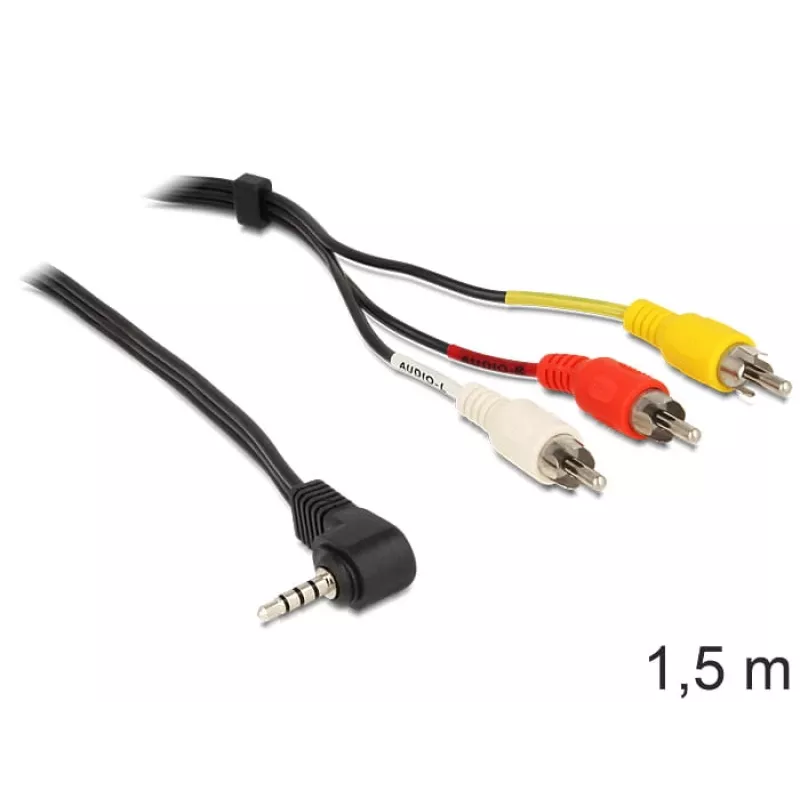 Adaptador de cable de vídeo DeLOCK 84504, 1,5 m, 3,5 mm a 3 x RCA, negro