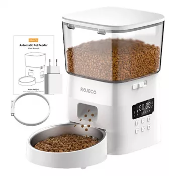 Comedero automático Rojeco 2L versión con botones, 2 litros blanco