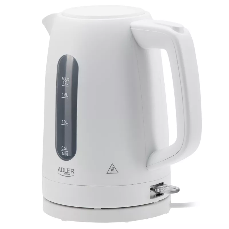 Hervidor eléctrico Adler AD 1379w — 1,7 L, hasta 2200 W, blanco, base 360°, polipropileno