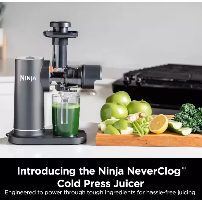 NINJA Cold Press Juicer | Neverclog JC151EU | Tipo exprimidor en frío | gris | 150 W | número de velocidades 1