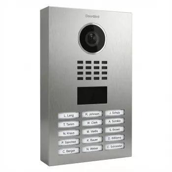 Videoportero DoorBird D2103V, 720p, ángulo de visión 140°x100°, LED IR, acero inoxidable, IP65, 10/100 Mbit/s