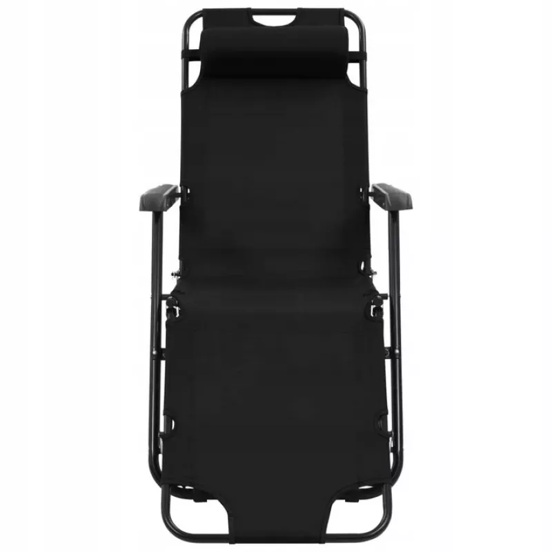 Sillón de jardín plegable Black Forest con cojín, negro
