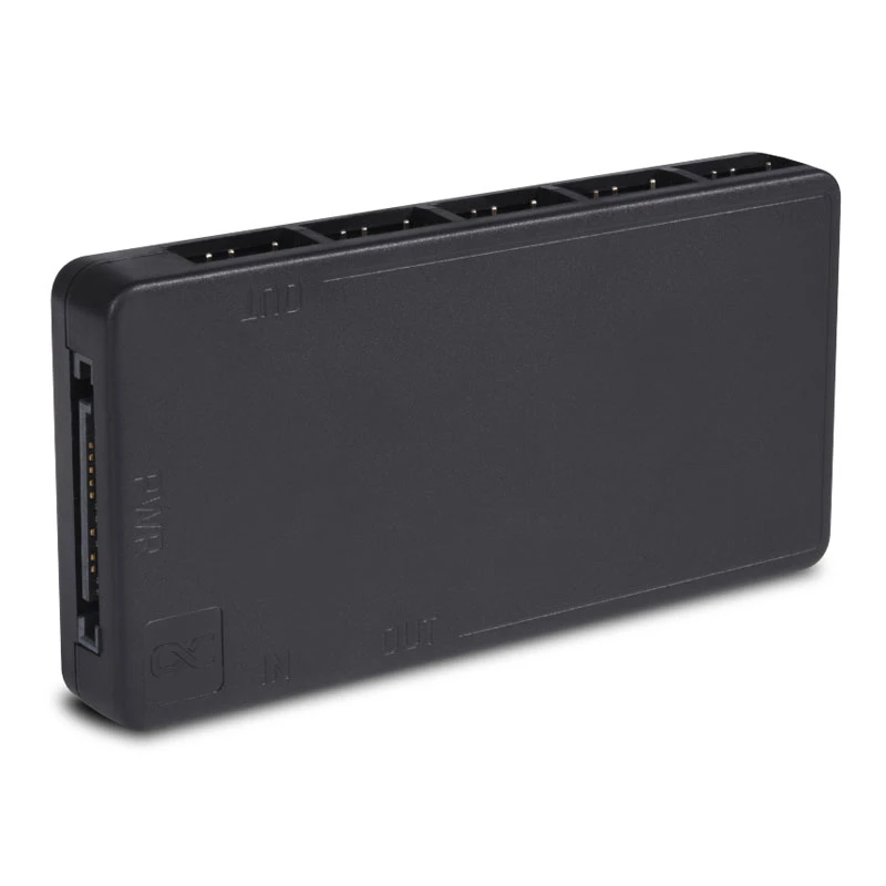 Alphacool Core 25669 splitter DRGB 11x de 3 pines con conector de alimentación SATA, negro