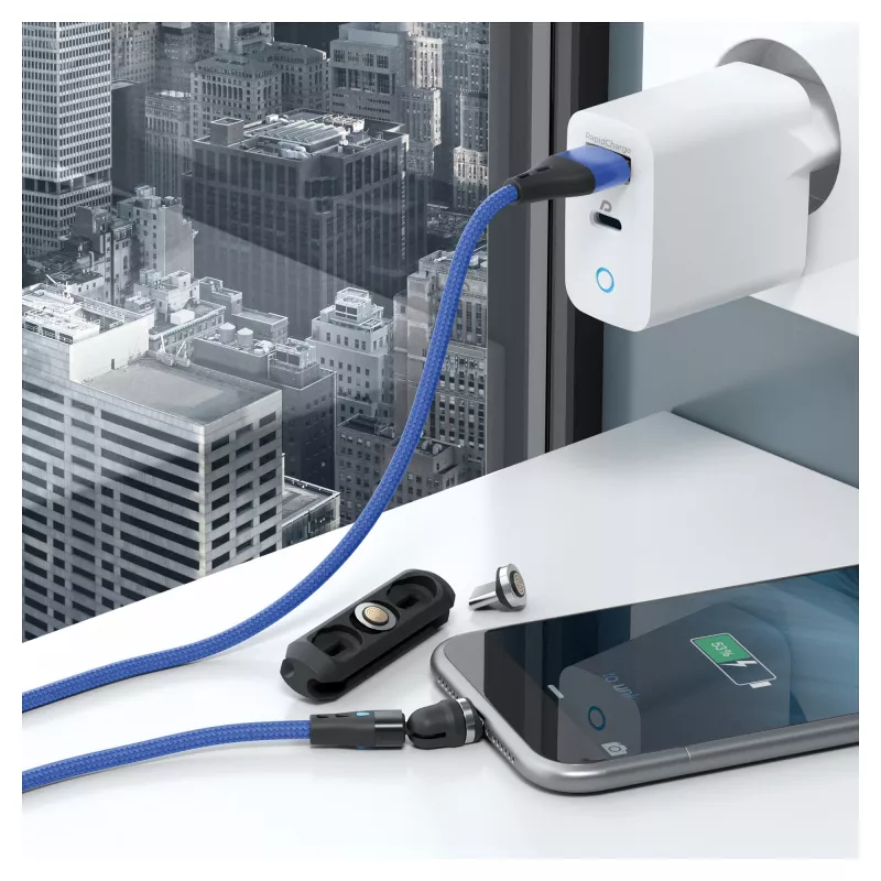 Cable USB RealPower MagneticCharge3 1 m USB-A azul carga rápida transferencia de datos