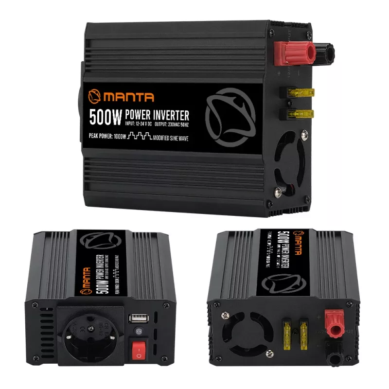 Inversor de corriente MANTA MPI500M 500W potencia continua / 1000W potencia máxima CC a CA
