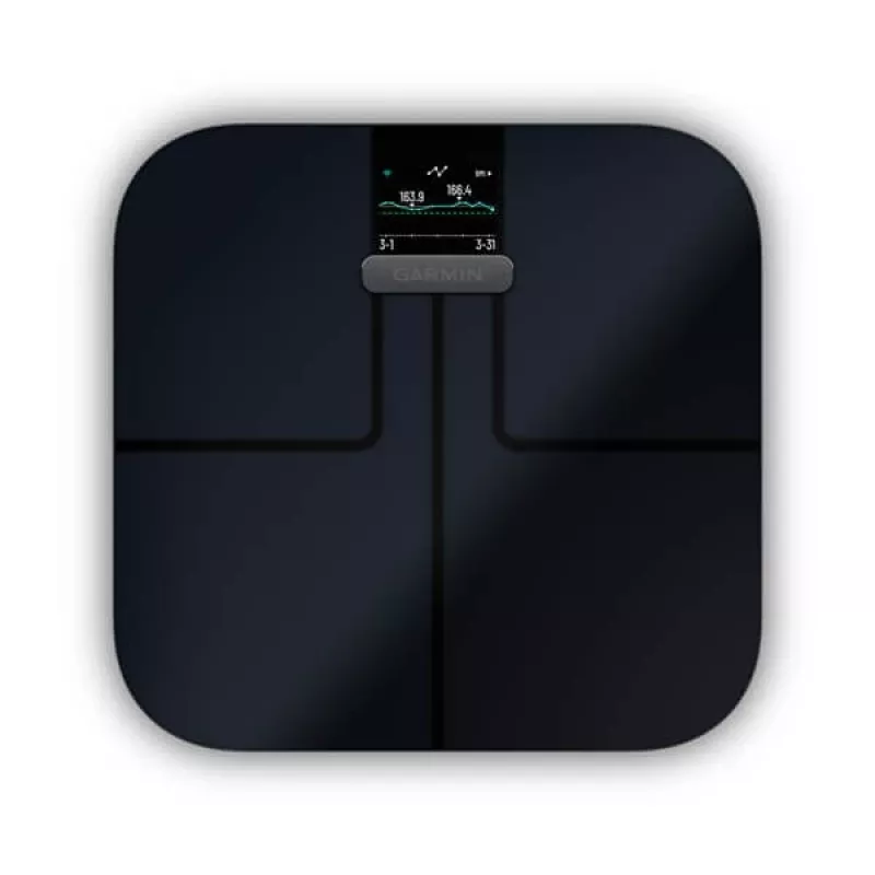 Báscula de personas electrónica GARMIN Index S2 — negra, máx. 181,4 kg, Wi-Fi/Bluetooth, composición corporal