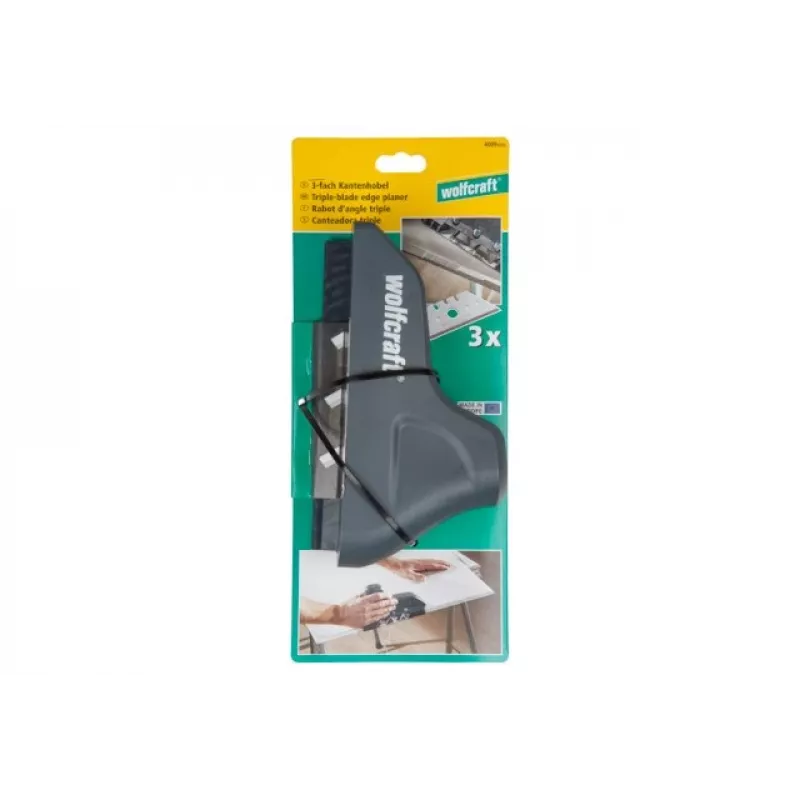 Cepillo Wolfcraft cepillo de bordes triple 4009000 — grafito, cuchillas trapezoidales, apto para placas de yeso