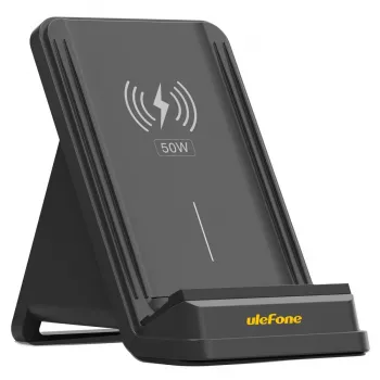 Cargador de sobremesa UleFone WCS01 – 50 W USB Type-C, carga rápida inalámbrica, negro