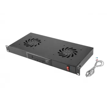 Panel de ventiladores LANBERG AK-1502-B, rack 1U, 2 ventiladores, 230V, 38W, 483×44.5×192 mm, negro