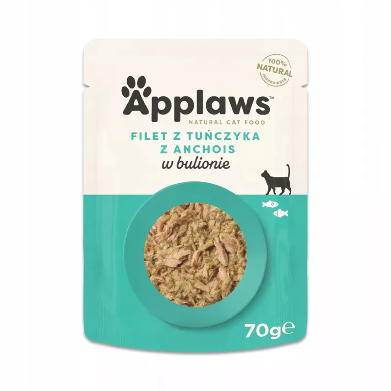 APPLAWS filete de atún con anchoas y algas en caldo - Comida húmeda para gatos - 70 g