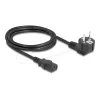 Cable de alimentación DELOCK 81567 CEE 7/7 (macho) 90° a IEC C13, 2 m, 3x1,00 mm