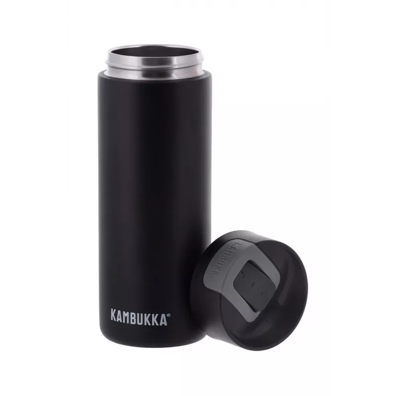Botella térmica Kambukka Olympus 500 ml — acero inoxidable 18/10, aislamiento al vacío, negra, base antideslizante