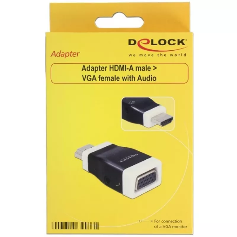 Adaptador de cable DeLOCK 65586 HDMI-A a VGA negro blanco