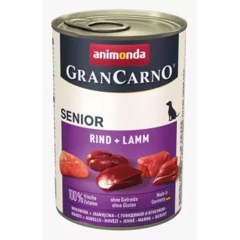Animonda GranCarno Senior comida húmeda para perros con ternera y cordero, lata de 400 g