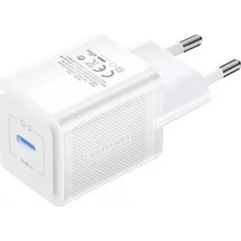 Cargador móvil Vention FEPW0-EU – cargador de CA de interior USB-C de 20W para smartphone, tablet, smartwatch, auriculares, blanco