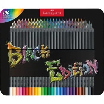 Faber-Castell Black Edition lápices de colores, 100 uds. en caja metálica (116490)