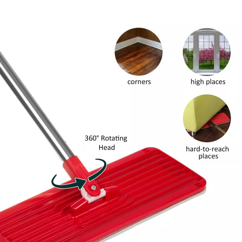 GB870 MaxiClean Set de fregona plana con cubo de limpieza 2 en 1 5,7L set de fregona suelo sistema de limpieza limpiador cabezal giratorio 360°