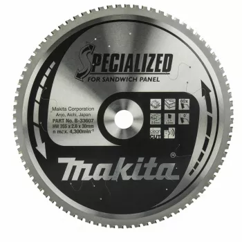 MAKITA HOJA DE SIERRA CIRCULAR 355x30x80Z ESPECIALIZADA PARA PANELES SÁNDWICH