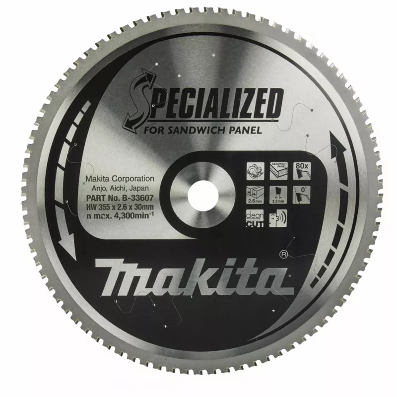 MAKITA HOJA DE SIERRA CIRCULAR 355x30x80Z ESPECIALIZADA PARA PANELES SÁNDWICH