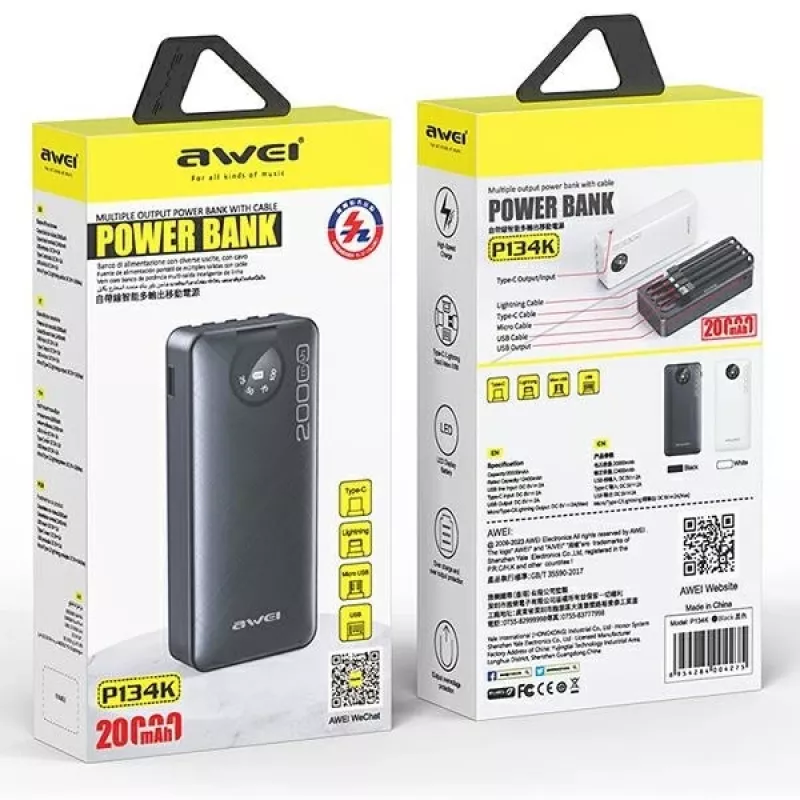 Batería portátil AWEI P134K 20000mAh